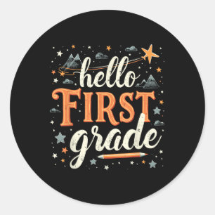 Team 1st Grade Back To School Outfit Breezy (1) Classic Round Sticker