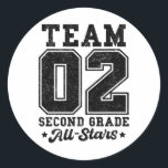 Team 2nd Grade All-stars Back To School Sports Jer Classic Round Sticker<br><div class="desc">Team 2nd Grade All-stars Back To School Sports Jersey</div>