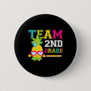 Team 2nd Grade Cute Tropical Pineapple 2 Inch Round Button