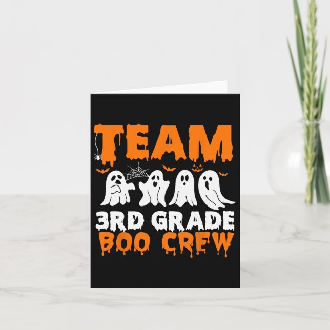 Team 3rd Grade Boo Crew Halloween Ghost  Card (Front)