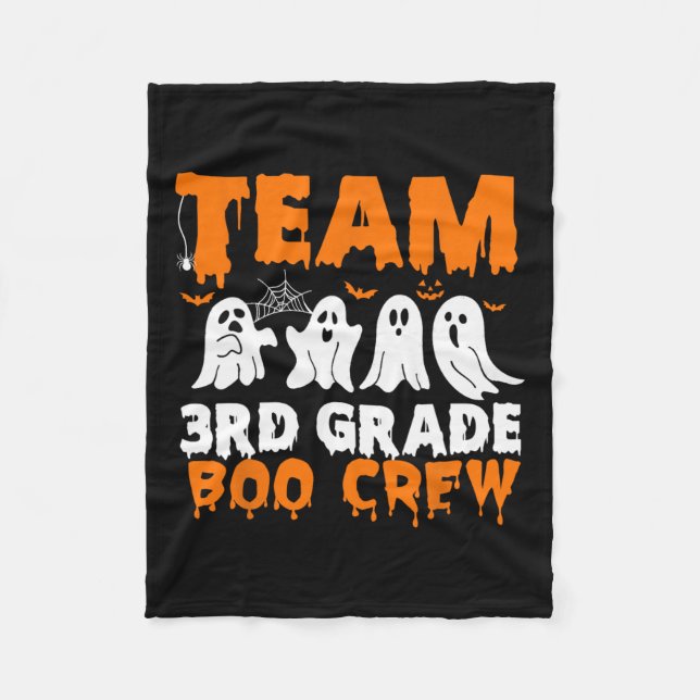 Team 3rd Grade Boo Crew Halloween Ghost  Fleece Blanket (Front)