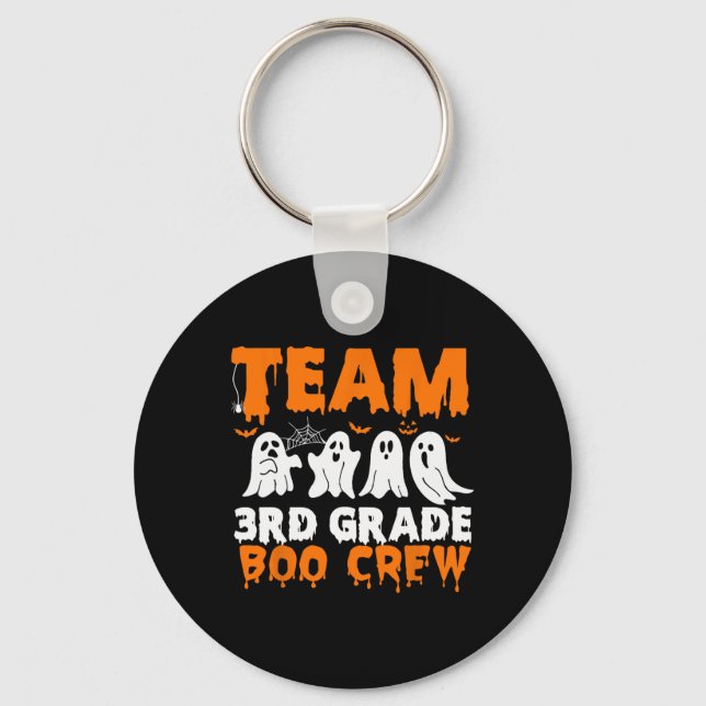 Team 3rd Grade Boo Crew Halloween Ghost  Keychain (Front)