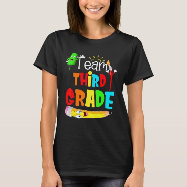 Team 3rd Grade Rainbow Print Third Grade Teacher K T-Shirt (Front)