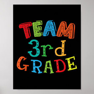 Team 3rd Grade - Third Grade Kids &amp; Teacher Ba Poster