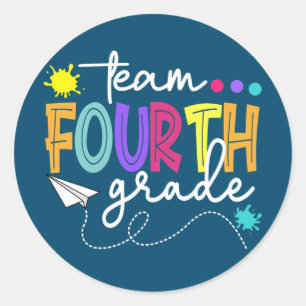 Team 4th Fourth Grade Teacher Student Back To Classic Round Sticker