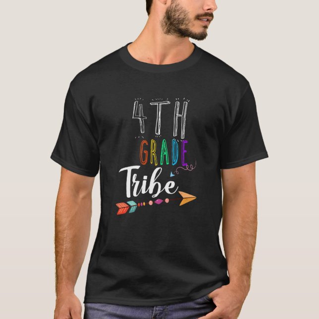 Team 4th Grade Teacher Tribe Back To School T-Shirt (Front)