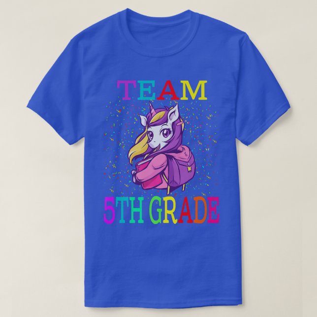 Team 5th Grade Back To School Unicorn Teacher Stud T-Shirt (Design Front)