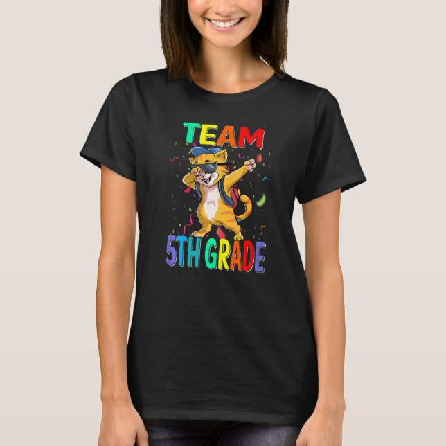 Team 5th Grade Cat Back To School T-Shirt (Front)