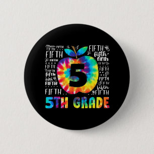 Team 5th Grade Typography Tie Dye Back To School T 2 Inch Round Button