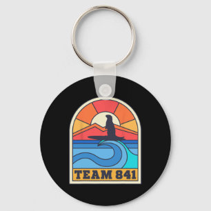 Team 841 Otter Surfing California Beach Funny Retr Keychain