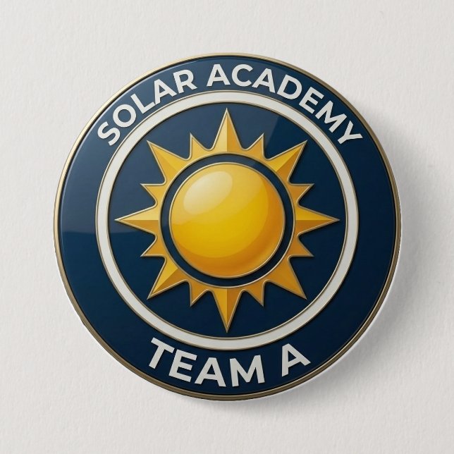 Team A – SOLAR ACADEMY Bold Text Design for Leader 3 Inch Round Button (Front)