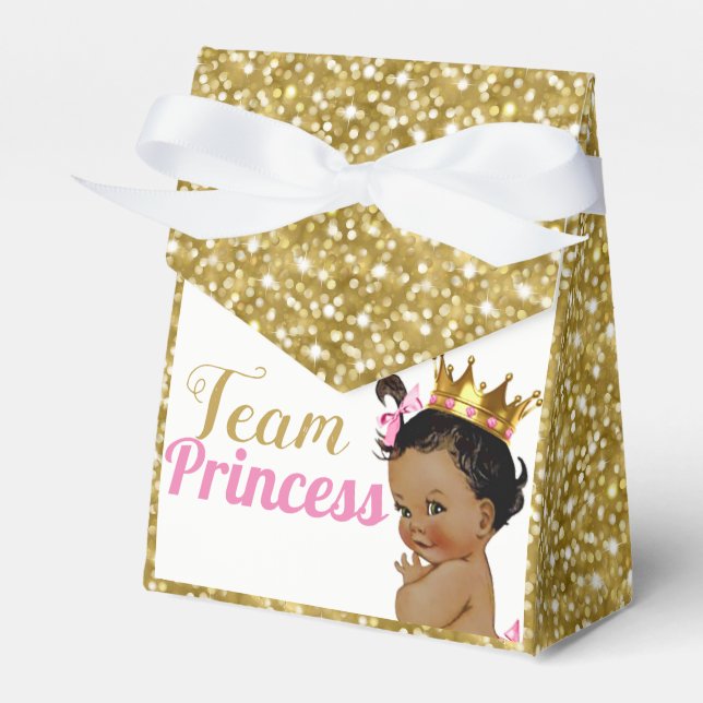 Team African Princess Gold Glitter Favour Tents Favor Box (Front Side)