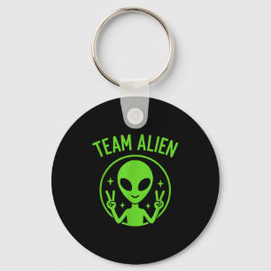 Team Alien – Funny Green Extraterrestrial Peace Si Keychain