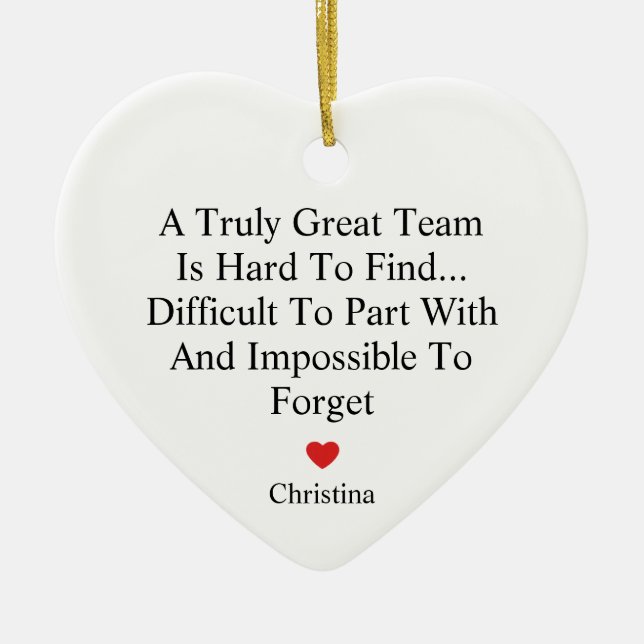Team Appreciation Farewell Heart Ceramic Ornament (Front)