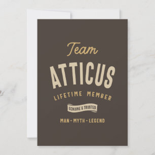 Team Atticus Lifetime Member Personalized Name  Invitation