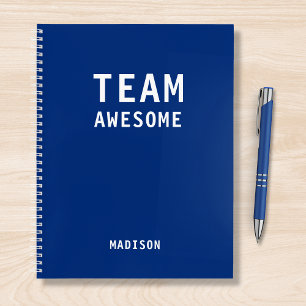 Team Awesome Blue Personalized Name Notebook