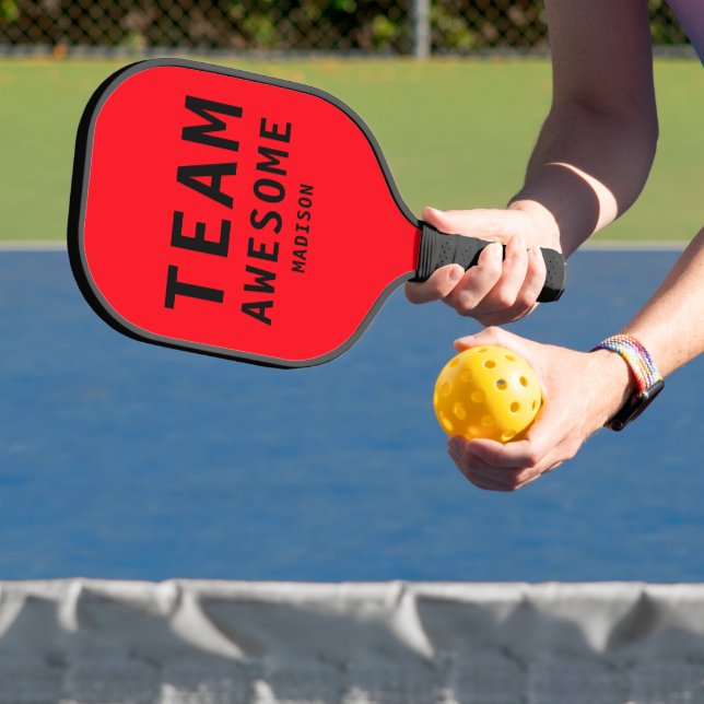 Team Awesome Funny Sports Simple Typography Name Pickleball Paddle (Insitu)