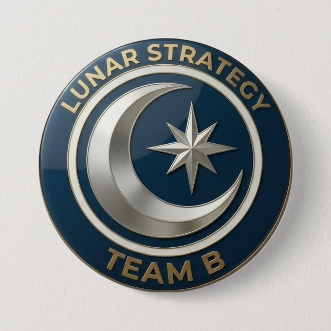 Team B Lunar Strategy Emblem | Moon & Star Leaders 3 Inch Round Button (Front)