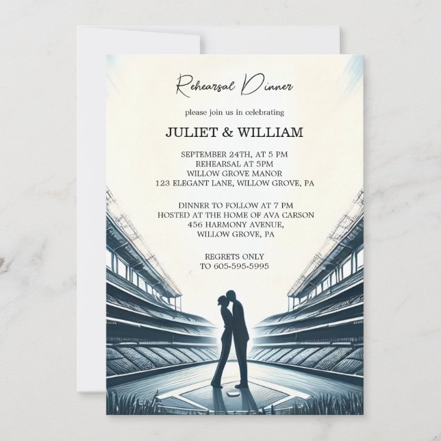 Team Ball Field Pitch Baseball Rehearsal Dinner Invitation (Front)