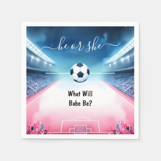 Team Ball Pitch Fun Soccer Field Gender Reveal Napkin