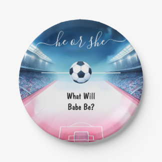 Team Ball Pitch Fun Soccer Field Gender Reveal Paper Plate
