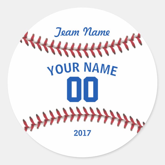 Team Baseball Sport Classic Round Sticker (Front)