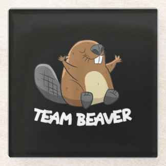 Team Beaver Funny Beaver Glass Coaster