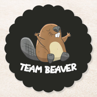 Team Beaver Funny Beaver Paper Coaster