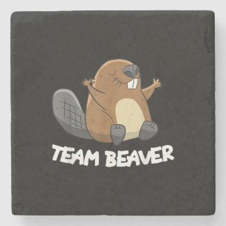 Team Beaver Funny Beaver Stone Coaster