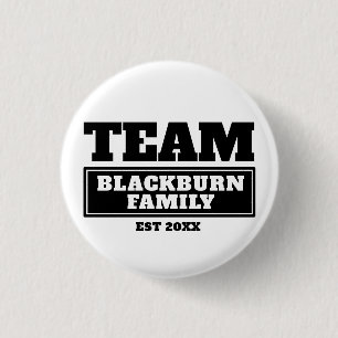 Team black personalized family or team button