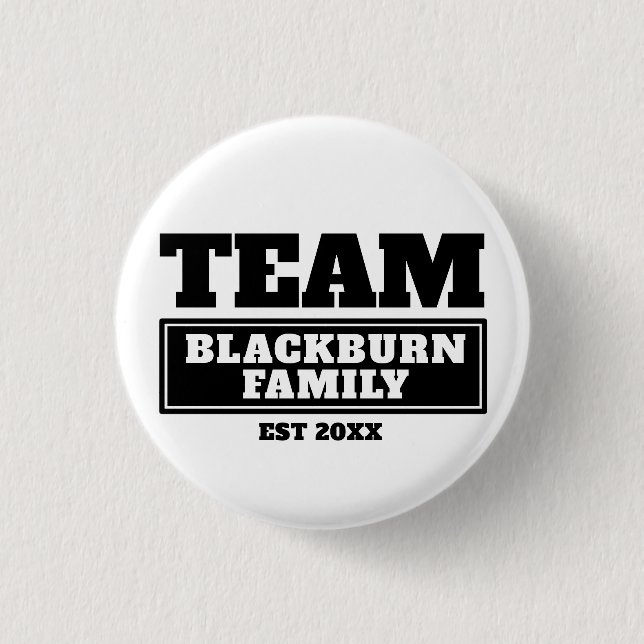 Team black personalized family or team button (Front)