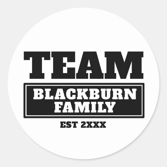 Team black personalized family or team stickers (Front)