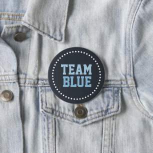 Team Blue Chalkboard Baby Gender Reveal 3 Inch Round Button