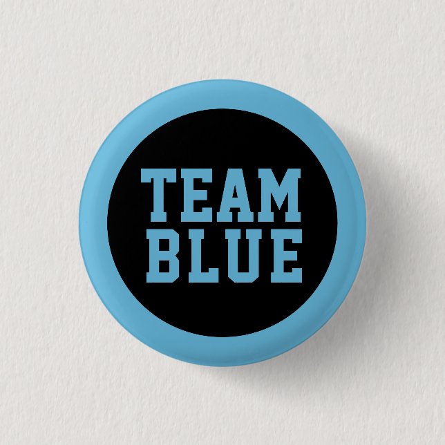 TEAM BLUE Couple Baby Shower Gender Reveal Games 1 Inch Round Button (Front)