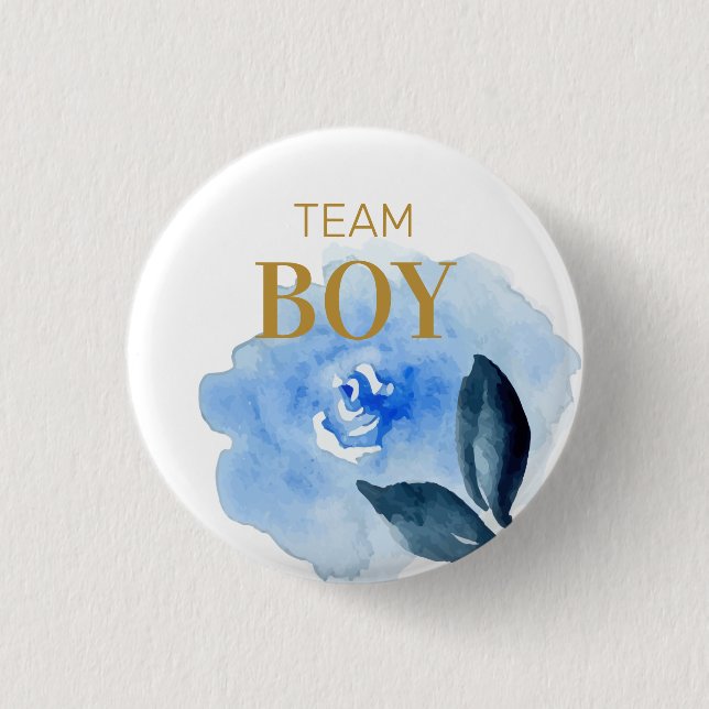 Team Blue gender reveal baby shower 1 Inch Round Button (Front)