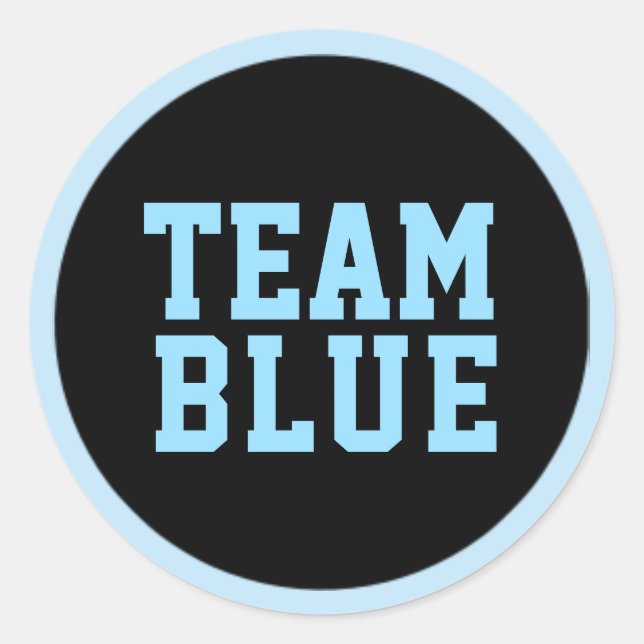 TEAM BLUE Gender Reveal Baby Shower Game Labels (Front)