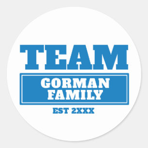 Team blue personalized family or team stickers