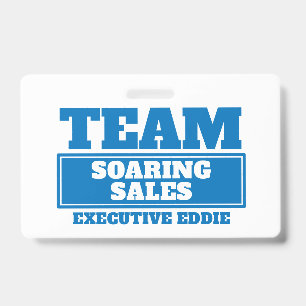 Team blue personalized name team building badge
