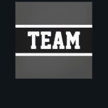 TEAM Bold Athletic Dark Grey Black White Stripes Canvas Print<br><div class="desc">This athletic design features bold TEAM text inside a highlighted wide black stripe with white pinstripes against dark grey background stripes.  The text can be personalized.</div>