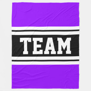 TEAM Bold Fun Bright Purple Black Racing Stripes Fleece Blanket