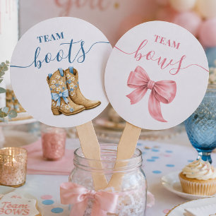 Team Boots Or Team Bows Gender Reveal Hand Fan