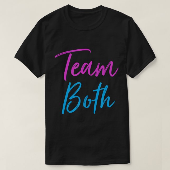 Team Both Twin Gender Reveal Party Announcement T- T-Shirt (Design Front)