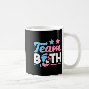 Team both twins gender reveal party pink blue coffee mug