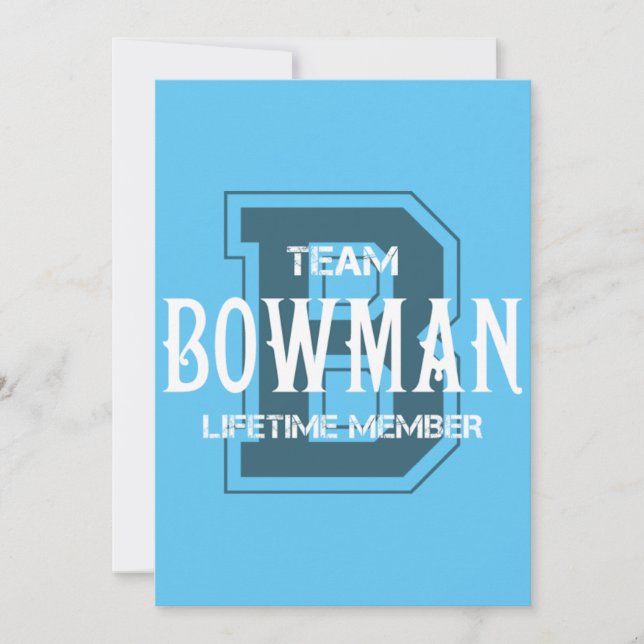 Team BOWMAN LifeTime Member Invitation (Front)
