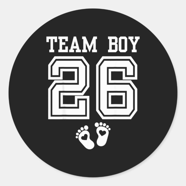Team Boy 2026 Gender Reveal Baby Shower Matching F Classic Round Sticker (Front)