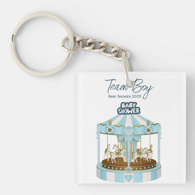 Team Boy Baby Shower 2025 T-Shirt Keychain (Front)