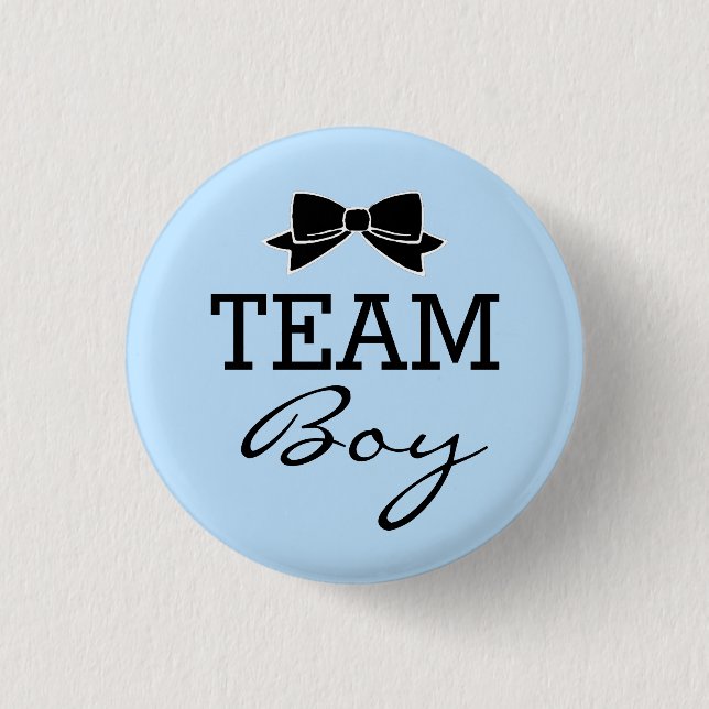Team Boy Baby Shower Blue and Black 1 Inch Round Button (Front)