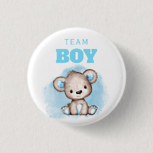 Team Boy Bear Gender Reveal 1 Inch Round Button