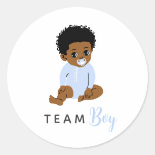 Team Boy Black Gender Reveal Blue Baby Stickers