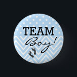 Team Boy Blue Baby Shower 1 Inch Round Button<br><div class="desc">Let your baby shower guests, guess the gender of your baby with this cute "Team Boy" pin back button. Perfect for a "Gender Reveal Baby Shower". This baby shower button is available in other styles and colours. Please visit my store "The Hungarican Princess" at www.zazzle.com/hungaricanprincess*. Look in my "Oh Baby"...</div>